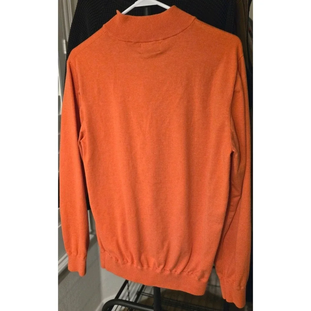 Southern Tide Mens Orange Cotton 1/4 Zip Pullover Sweater Preppy Golf Size L